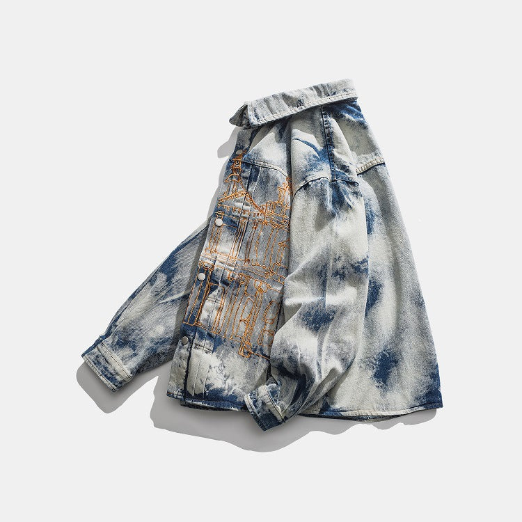 Men's Spring plus Size Retro Sports Coat Men's Casual Long-Sleeved Shirt Trendy Men Shacket