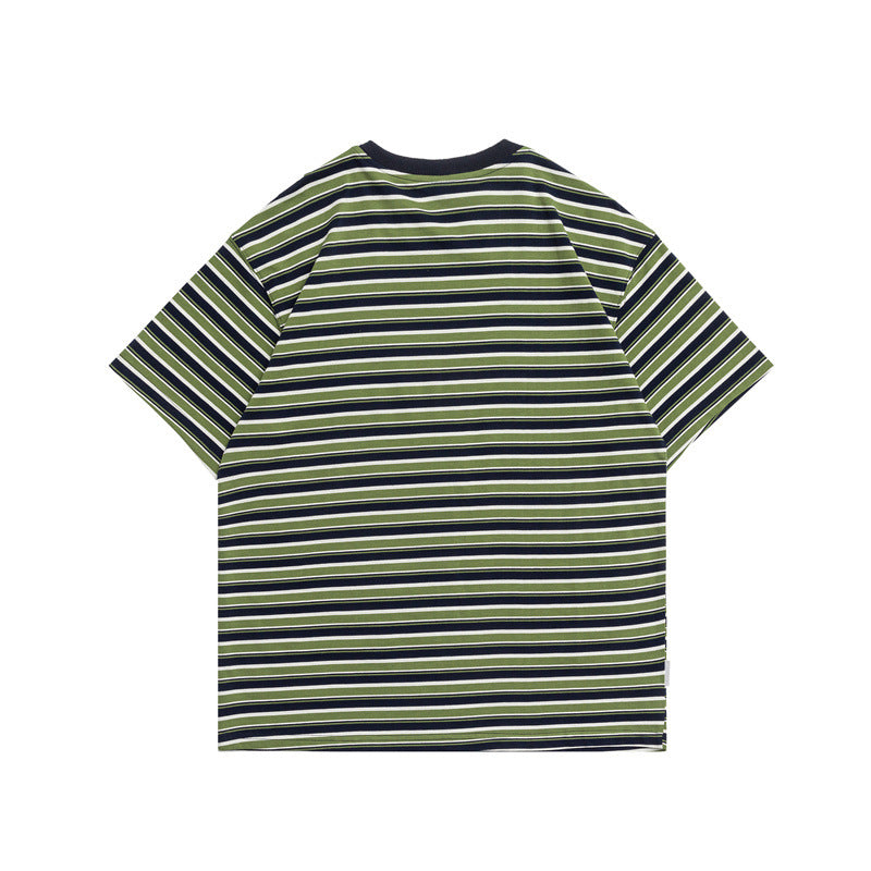 2022 Summer Man T Shirt Striped Crew Neck