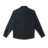 Men Shacket Long Sleeve Autumn Shirt Autumn Dark Green Plaid Three-Dimensional Pocket Shirt for Men