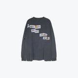 Mens Fall Outfits Washed Distressed Long-Sleeved T-shirt Hip Hop Casual