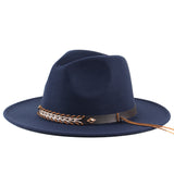 Fedora Hat Couple's Autumn and Winter Woolen Hat Flat Brim Jazz Top Hat