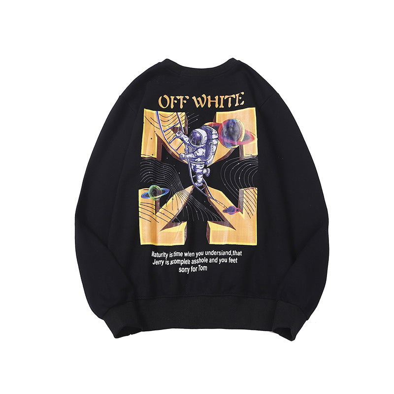 Autumn And Winter Astronaut Ladder Arrow Pattern Terry Sweater Men And Women