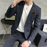 Men Suit Slim Striped Thin Drape One Button Two-Piece Set