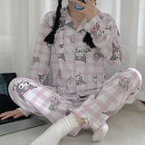 Kuromi Pajama Set Pajamas Two-Piece Set Women's Spring and Autumn Long-Sleeved Trousers Homewear Suit
