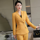 Women Pants Suit Uniform Designs Formal Style Office Lady Bussiness Attire White And White Collar Workwear Suit