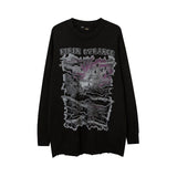 Men Fall Outfits Vintage Graffiti Letter Printed Sweater Autumn and Winter Niche Sweater