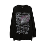 Men Fall Outfits Graffiti Printing Niche Ripped Sweater Oversize Bottoming Sweater