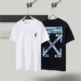Ow Men'S And Women'S Short Sleeve Tshirt Cotton Back Arrow Round Neck Loose Owt