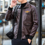 Hand Painted Leather Jackets Autumn and Winter Men's Coat Fleece Padded Coat Motorcycle Clothing