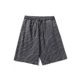 Men Jean Shorts Letter Printed Washed Denim Shorts Men's Summer Street Casual Loose Straight Shorts
