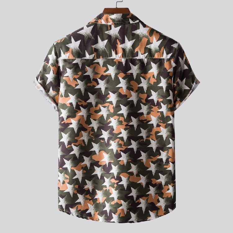 Summer Men's Loose Printed Short-Sleeved Shirt Large Size Fashion Casual Beach Style Men Shirt