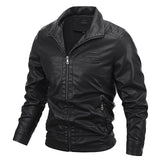 80's Leather Jacket Spring and Autumn Men's Leather Jackets Velvet Youth Motorcycle Leather Coat Men's Coat