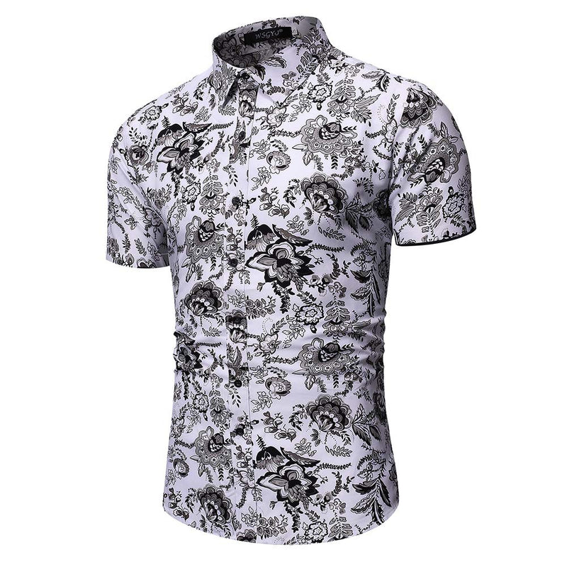 Men's Summer Men's Loose Short Sleeve Shirt Printed Shirt Casual Men's Shirt