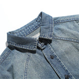 Men Shacket Long Sleeve Autumn Shirt Autumn Shirt Washed Distressed Loose Retro Denim Shirt Men