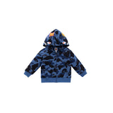 A Ape Print for Kids Hoodie Shark Head Classic Terry Sweater Spring Blue Hooded Cartoon Zip-up Shirt Coat Children