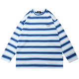 Men T Shirts Letter Print Striped Sweater Men's round Neck Hoodie Idle Style Street Trendy Sweater