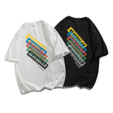 Men T Shirt Summer Casual Tops Men's Clothes Summer Wear Vintage Men's round Neck Short Sleeve Casual Loose Letter Color-Striped Printing