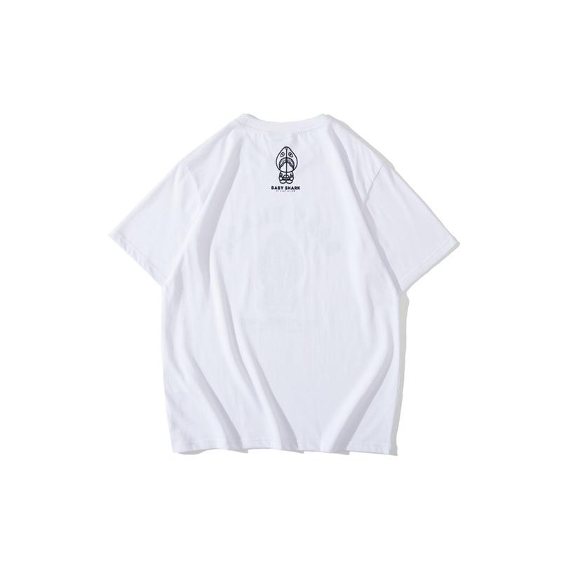 A Ape Print T Shirt Spring/Summer Red Shark Pattern T-shirt Short Sleeve