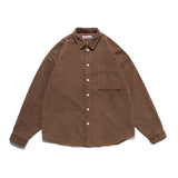 Men Shacket Long Sleeve Autumn Shirt Autumn Lapel Shirt Loose Solid Color Corduroy Casual Shirt for Men