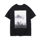 Fog Fear Of God Essential Tshirt T Shirt Double Line Forest Sunset New Flower Large Size Retro Sports Men and Women Short Sleeve Foge