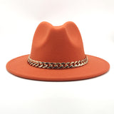 Fedora Hat Golden Chain Woolen Top Hat Fedora Hat Top Hat