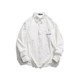 Men Shacket Long Sleeve Autumn Shirt Autumn Fresh Solid Color Embroidered Pocket Casual Shirt