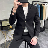 Men Suit Simple Two-Piece Set Slim-Fit Beaded Line
