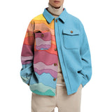 80's Colorful Leather Jacket Autumn and Winter Loose Jacket Men's Fashion Men's Coat Colorful Printed Top