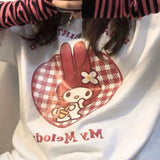 My Melody Hoodie Love Melody Cute Flower T-shirt Female Summer Student Loose Short Sleeve