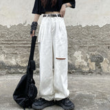 Harajuku Clothing Men Classic Retro Pants Straight Leg Pan Summer White Casual Jeans for Men and Women