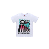 A Ape Print Baby Milo for Kids T Shirt round Neck Milo Roller Skating Little Monkey T-shirt Cartoon Anime Universal Cotton