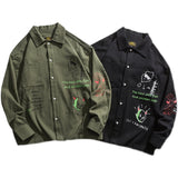 Men Shacket Long Sleeve Autumn Shirt Autumn Print Loose Casual Shirt