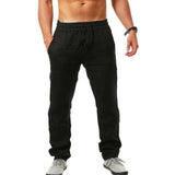 Linen Pants Straight Leg Pants Summer Men's Hip Hop Breathable Cotton Linen Loose Leisure Sports Trousers