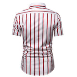 Men Shirt Fashion Slim Fit Shirt Short Sleeve Shirt Large Size Casual Top Summer Men's Casual Short Sleeve Shirt Business Striped Slim Shirt