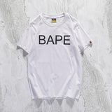 A Ape Print T Shirt Casual White Letter Crew Neck Summer Pullover Short Sleeve T-shirt