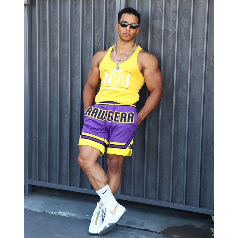 Basketball Shorts Muscle Sports and Fitness Shorts Men's Basketball Game Training Running Leisure Loose Quick-Drying