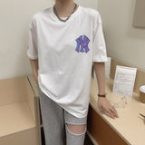 MLB T Shirt Fashion Brand MLB Short-Sleeved T-shirt NY Printed round Neck Loose Men's and Women's Short-Sleeved T-shirt