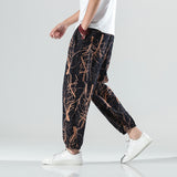 Men Casual Pants plus Size Loose Trousers Summer Men Printed Harem Pants plus Size Loose Cotton Linen Casual Jogger Pants
