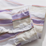 Men Shacket Long Sleeve Autumn Shirt Fashion Loose Vertical Stripe Shirt