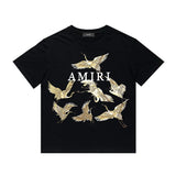 Amiri T Shirt Crane Print Casual Round Neck