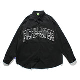 Men Shacket Long Sleeve Autumn Shirt Autumn Loose Letter Print Solid Color Shirt for Men