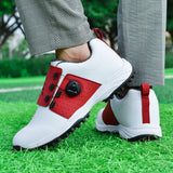 Mens Golf Shoes Breathable Automatic Knob Shoelace Nail-Free