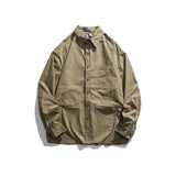 Men Shacket Long Sleeve Autumn Shirt Autumn Solid Color Simple Fashion Loose Retro Workwear Shirt Men