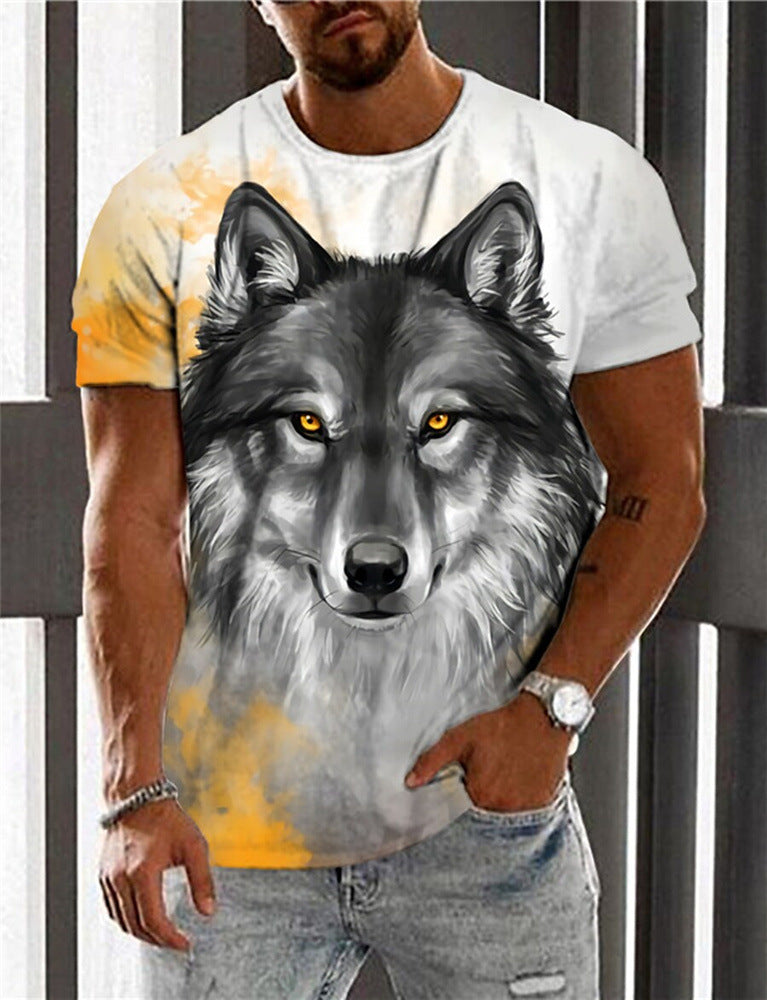 3D T Shirt Tiger Head Print round Neck