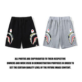 A Ape Print Shorts Fashion Brand Summer Loose Casual Double Camouflage on Side Shark Head Shorts Cropped Pants