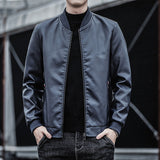 Urban Leather Jacket Spring and Autumn Men's Slim Fit Men's Pu Jacket Youth Motorcycle Stand Collar Jacket