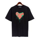 Palm Angels Letter Heart Printing Casual Loose Short Sleeved T-shirt High Street Men and Women