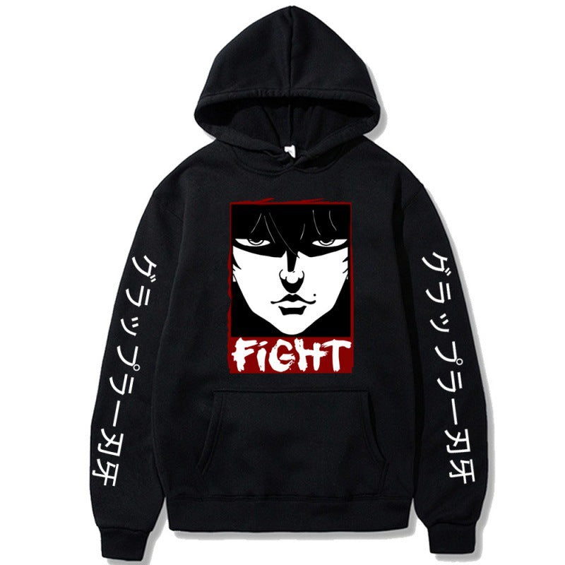 Split Hoodie Demons and Angels Cutting Teeth Baki Fan Ma Cutting Teeth Velvet Padded Loose