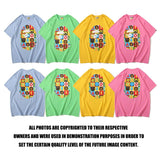 A Ape Print T Shirt Printed Round Neck Casual Short Sleeve Multi-Color Blocks Ape Head T-shirt