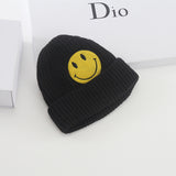 Mens Beanies Woolen Cap Women's Autumn and Winter Smiley Face Logo Knitted Hat Casual Skullcap